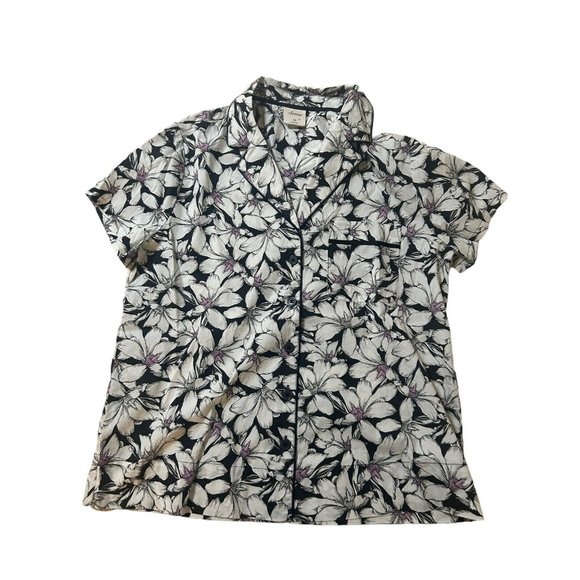 Soma Cool Cotton Stretch Woven Short Sleeve Pajama Top Tropic XS NEW! - Picture 2 of 7